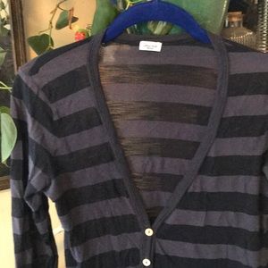 Splendid navy stripe cardigan w abalone buttons M